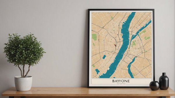 Affiche murale élégante : carte de bayonne pour votre déco